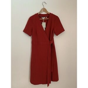Boden Women Lara Mira Ponte Wrap Short Sleeve Dress Sz 8 Red Classic